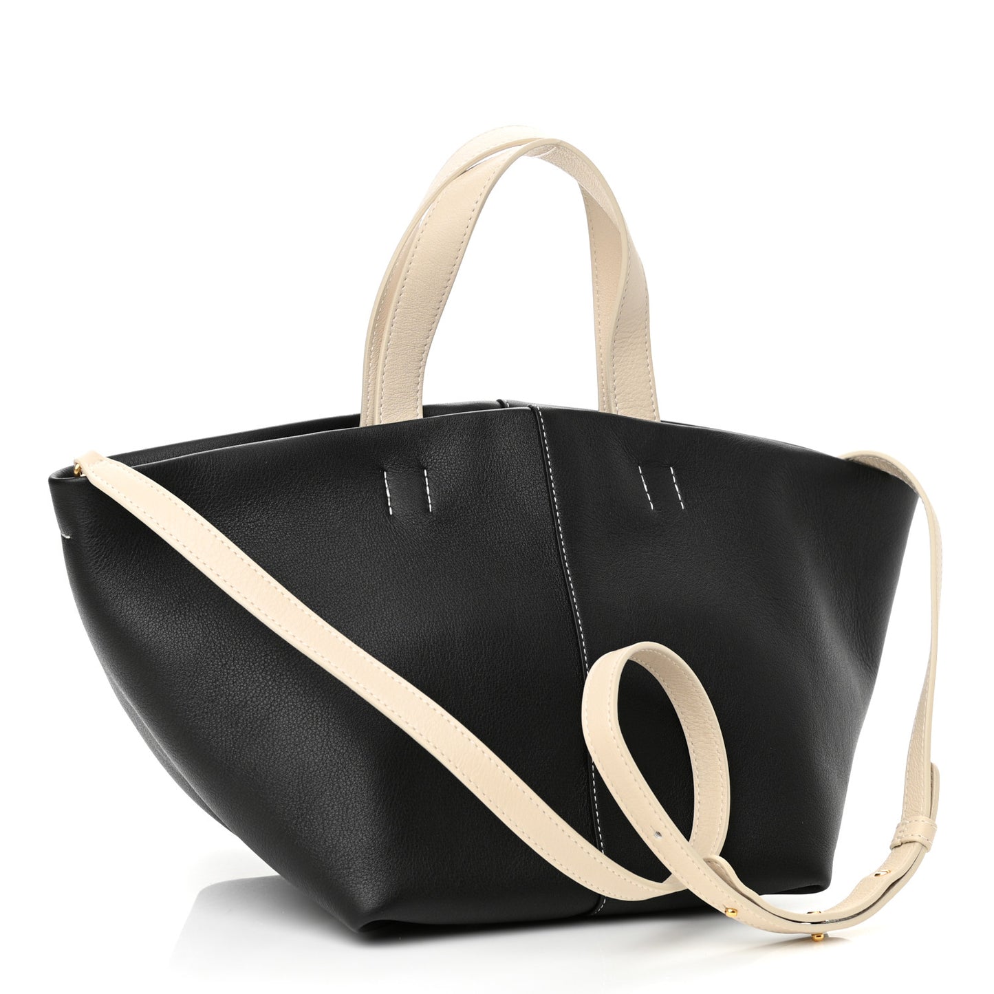 Calfskin Mini Tulipano Bag Black White