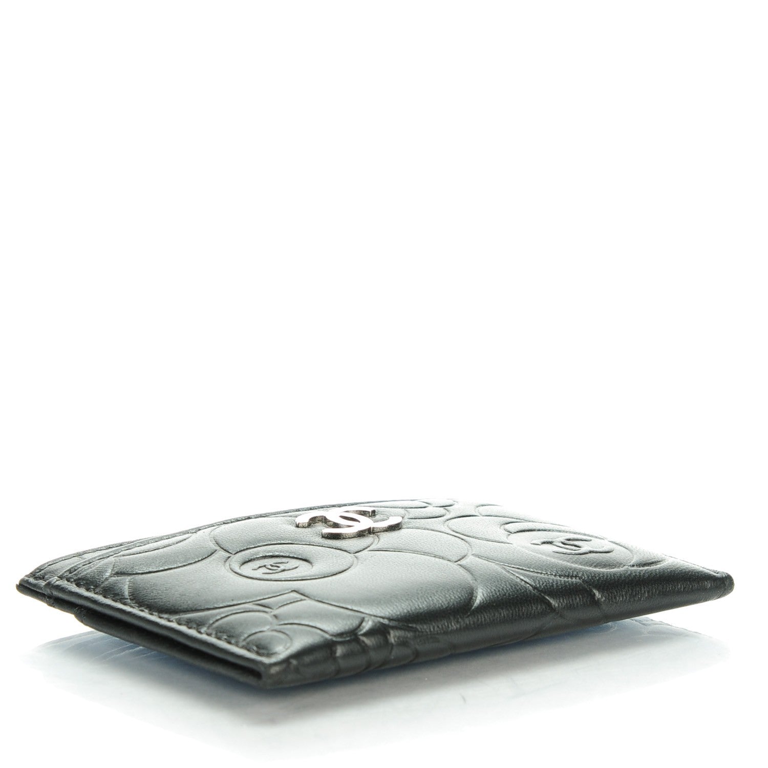 Chanel Lambskin Camellia Embossed Card Holder Black 4 of 8