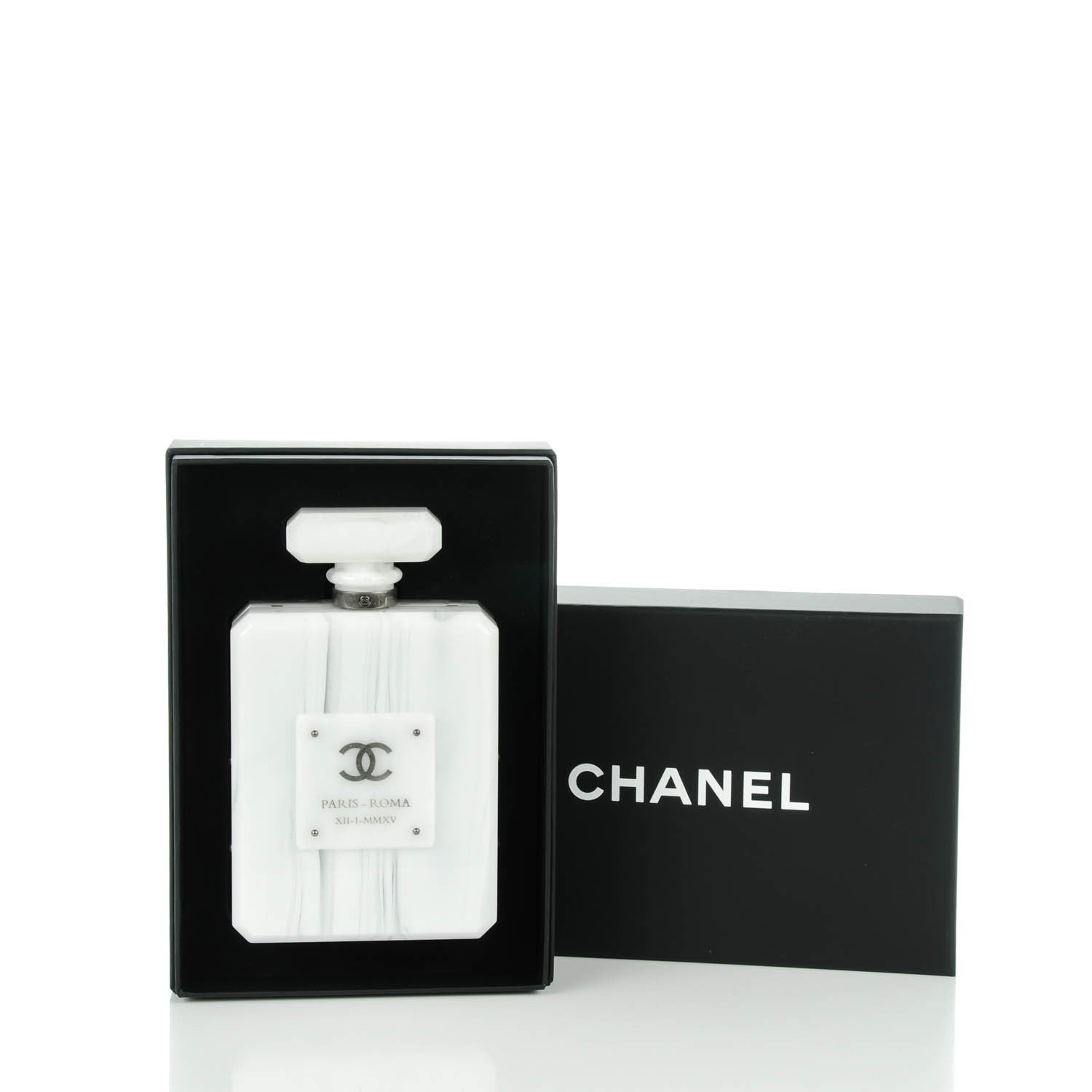 Chanel Marbled Plexiglass Buonasera Perfume Bottle Clutch White 7 of 7