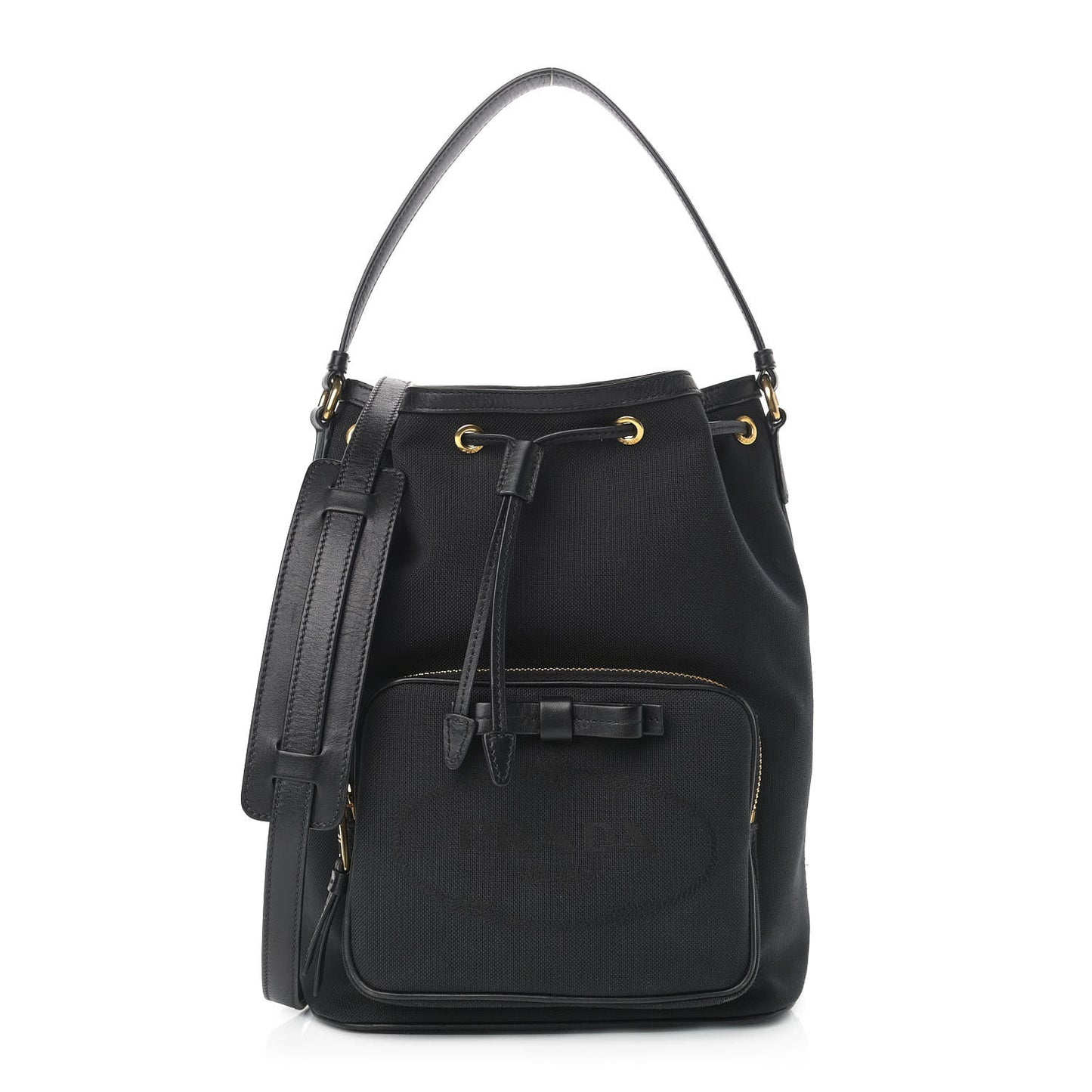 Canvas Drawstring Bucket Black