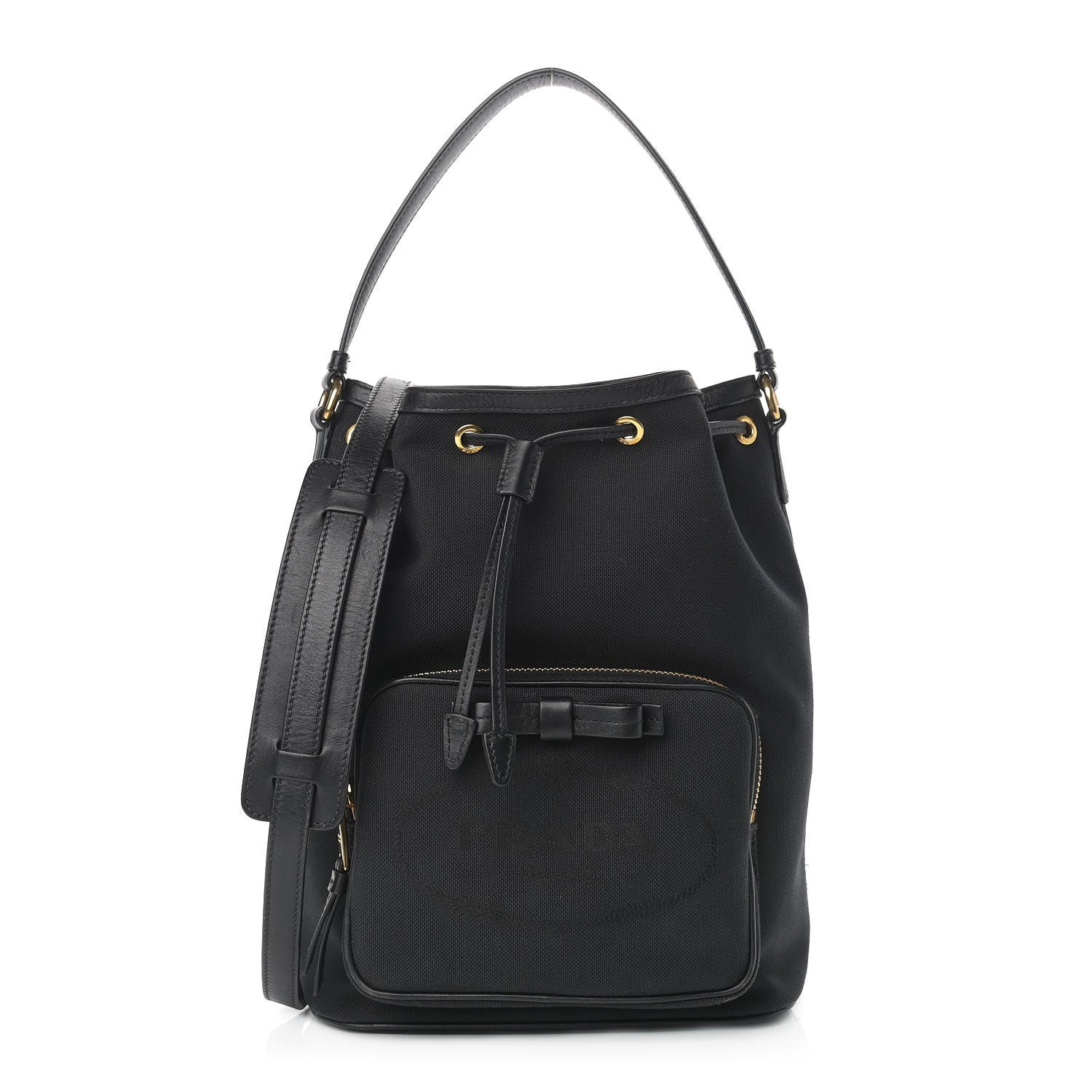 Prada Canvas Drawstring Bucket Black 1 of 11