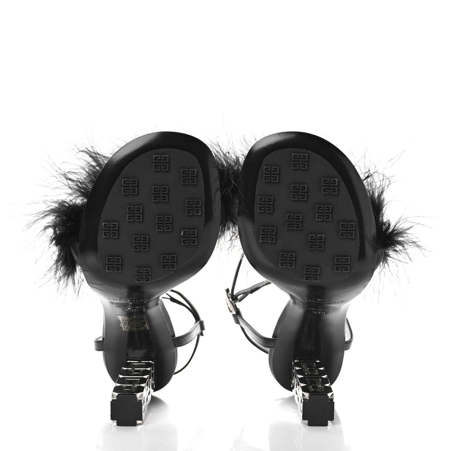Smooth Nappa Feather G Cube 105mm Sandals 41 Black