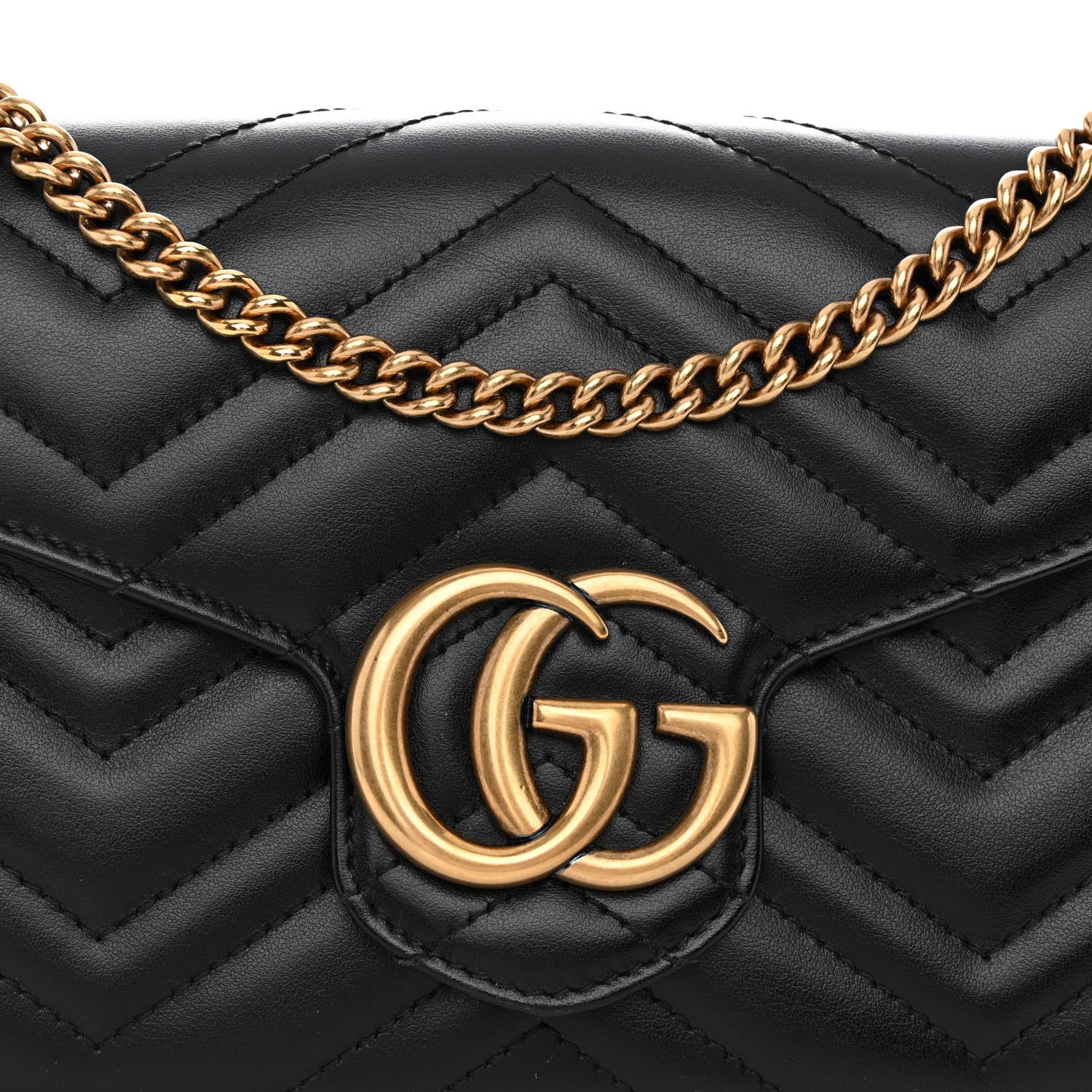 Gucci Calfskin Matelasse GG Marmont Chain Wallet Black 8 of 10
