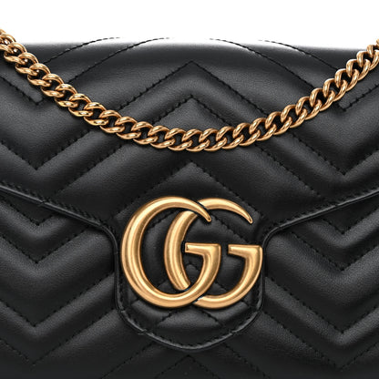 Gucci Calfskin Matelasse GG Marmont Chain Wallet Black 8 of 10