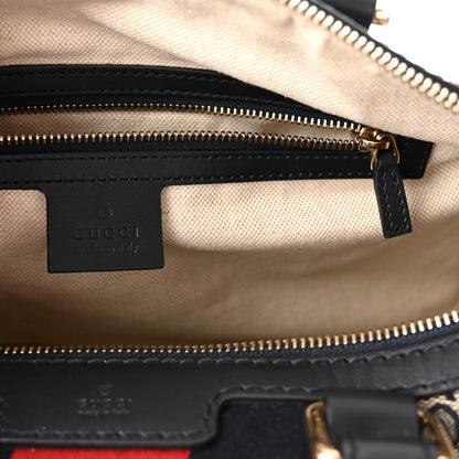 Gucci Monogram Selleria Calfskin Vintage Web Medium Boston Beige Blue 6 of 10