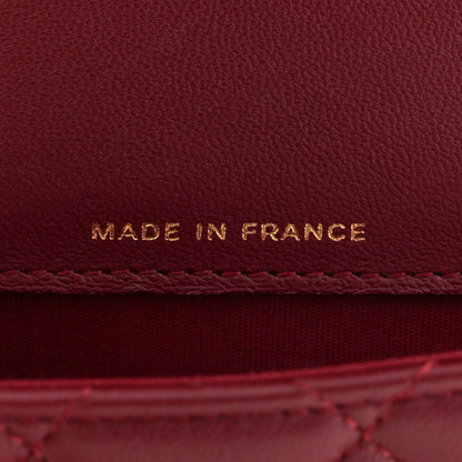 Chanel Lambskin Quilted Top Handle Flap Coin Purse With Chain Burgundy 7 of 13