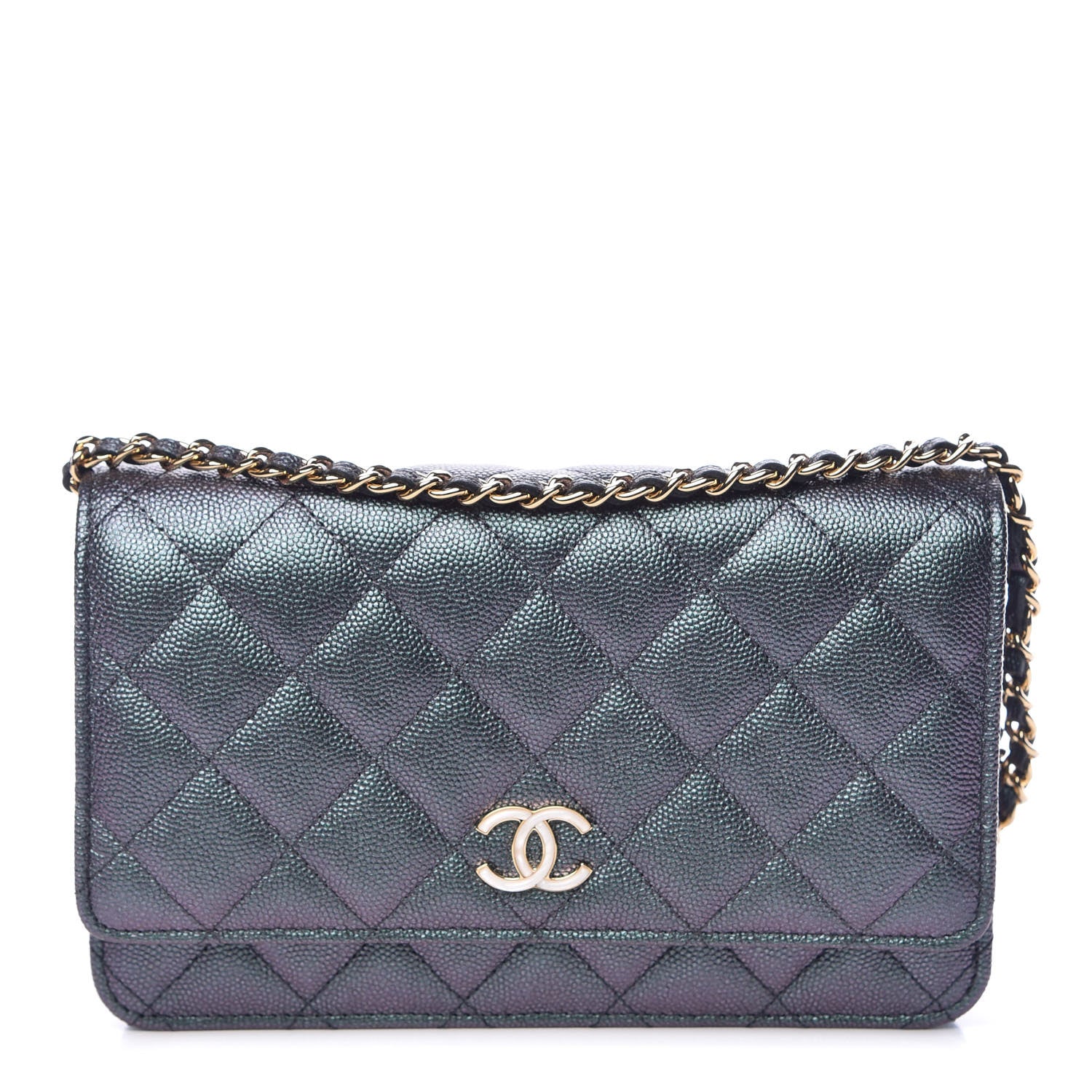 Chanel Iridescent Caviar Quilted Wallet On Chain WOC Black 1 of 11