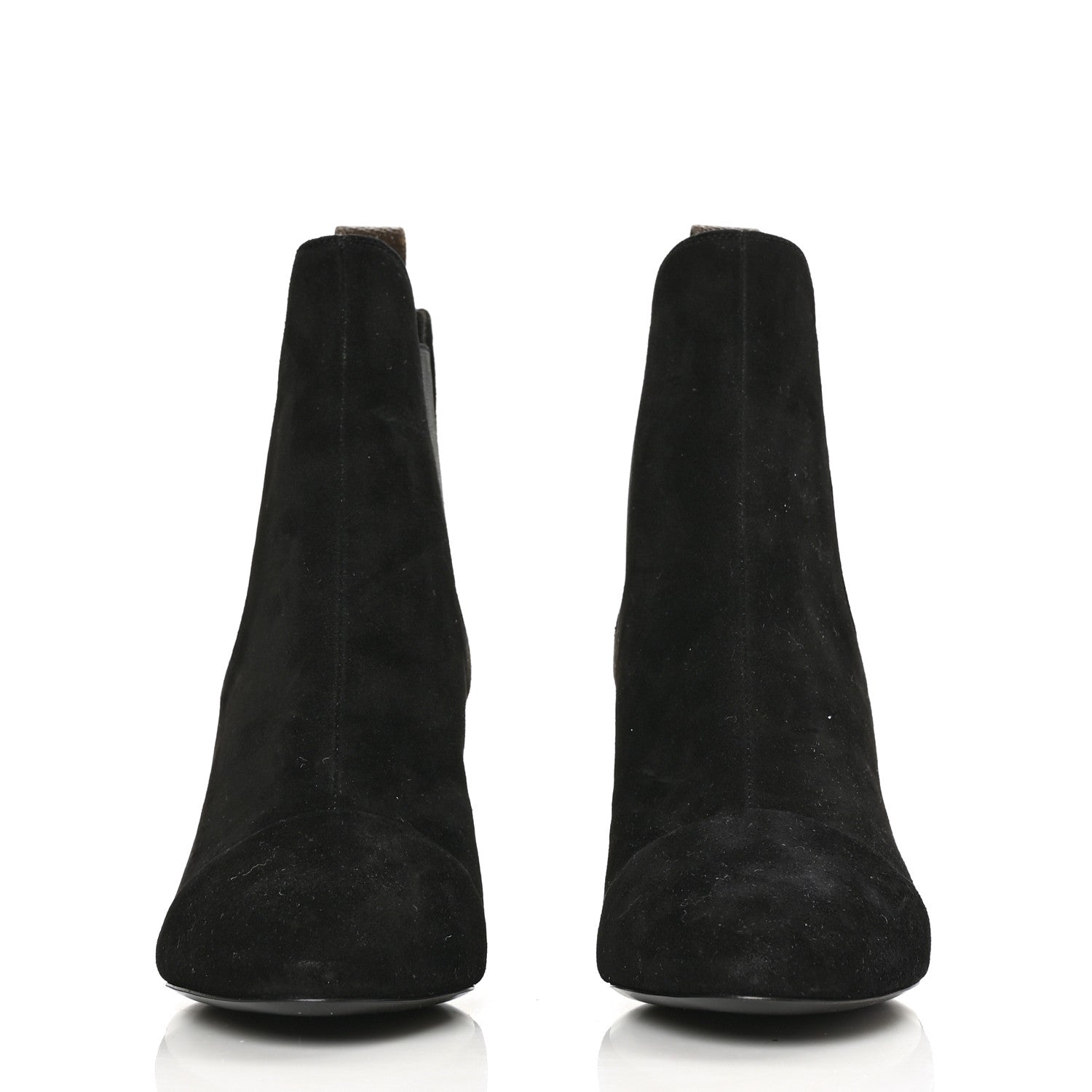 Louis Vuitton Suede Monogram Uniformes Cap Toe Chelsea 80mm Ankle Boots 36.5 Black 2 of 7