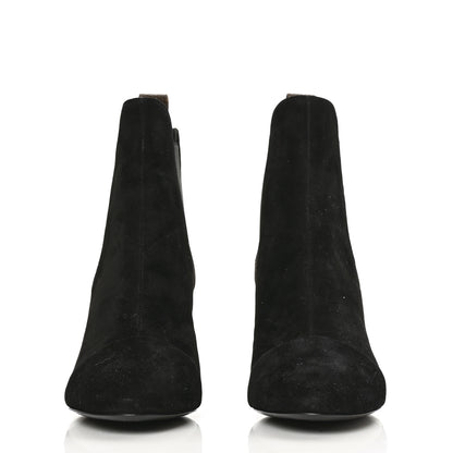 Louis Vuitton Suede Monogram Uniformes Cap Toe Chelsea 80mm Ankle Boots 36.5 Black 2 of 7