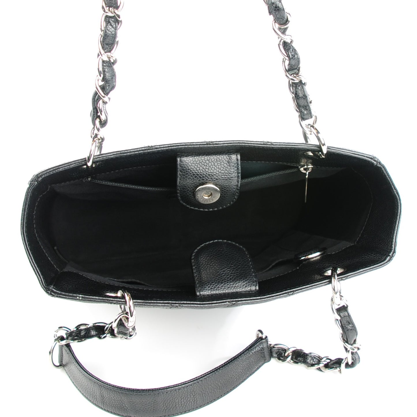 Caviar Quilted Petit Shopping Tote PST Black