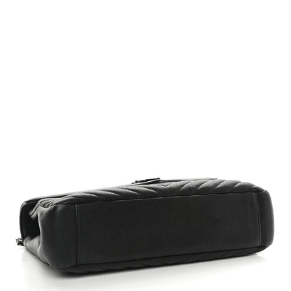 Saint Laurent Sheepskin Matelasse Chevron Monogram Monochrome Large College Satchel Black 4 of 10