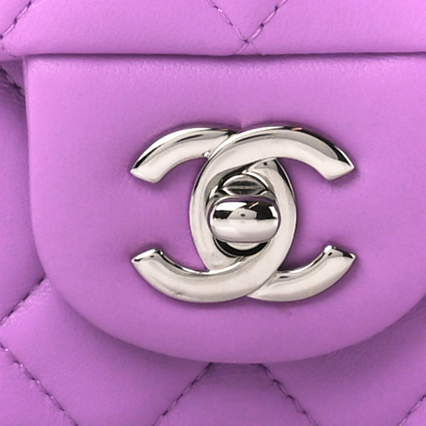 Lambskin Quilted Mini Rectangular Flap Purple