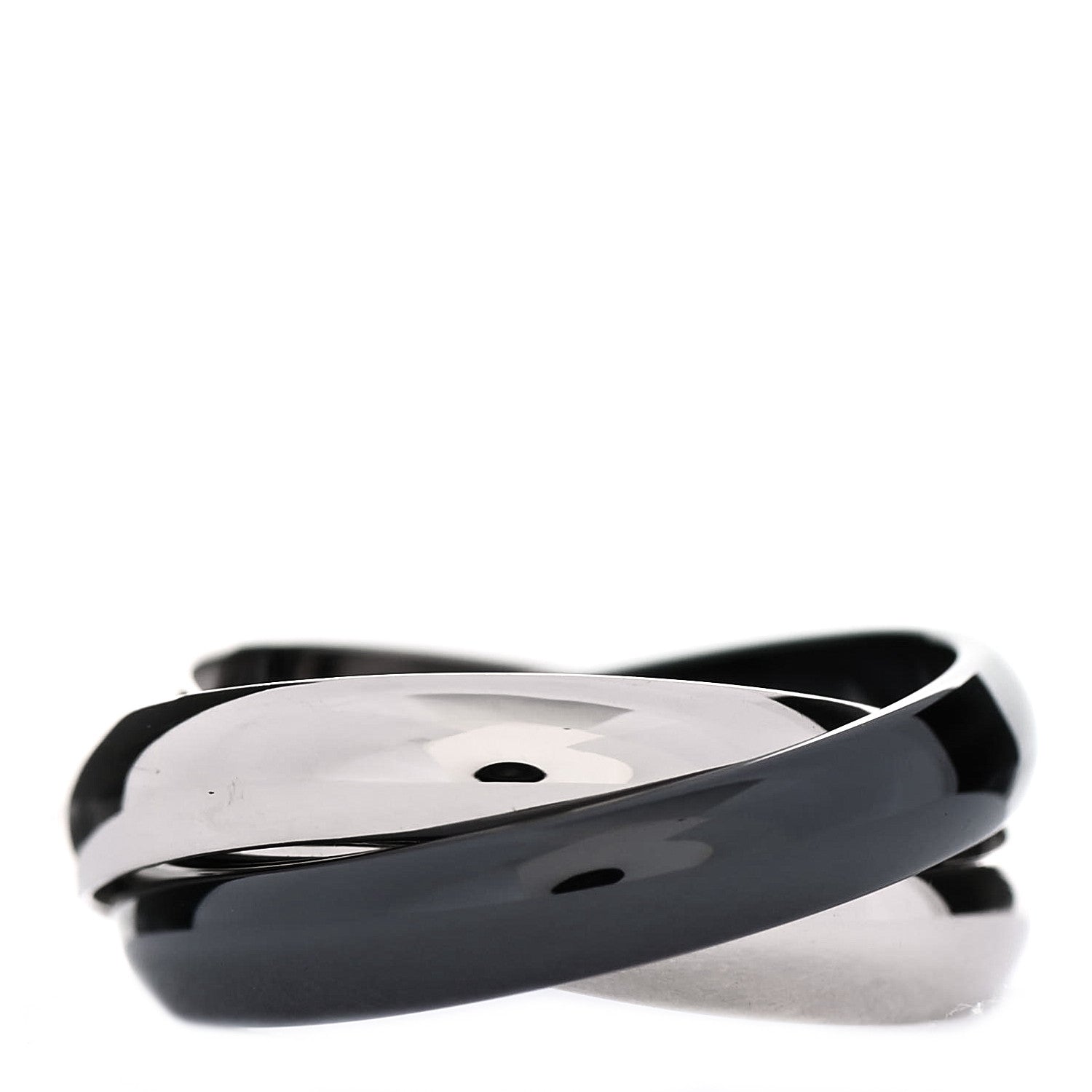 Cartier 18K White Gold Black Ceramic Trinity Ring 49 4.75 3 of 6