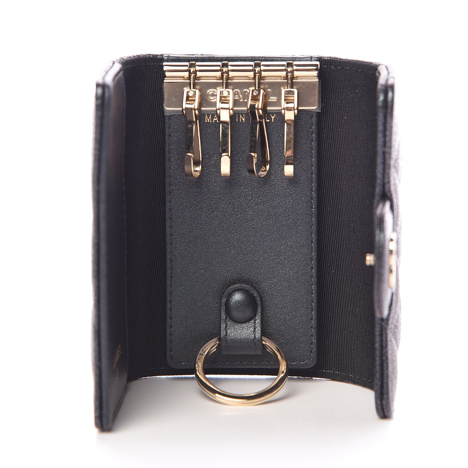 Chanel Iridescent Caviar Quilted Classic 4 Key Holder Wallet Black 5 of 10