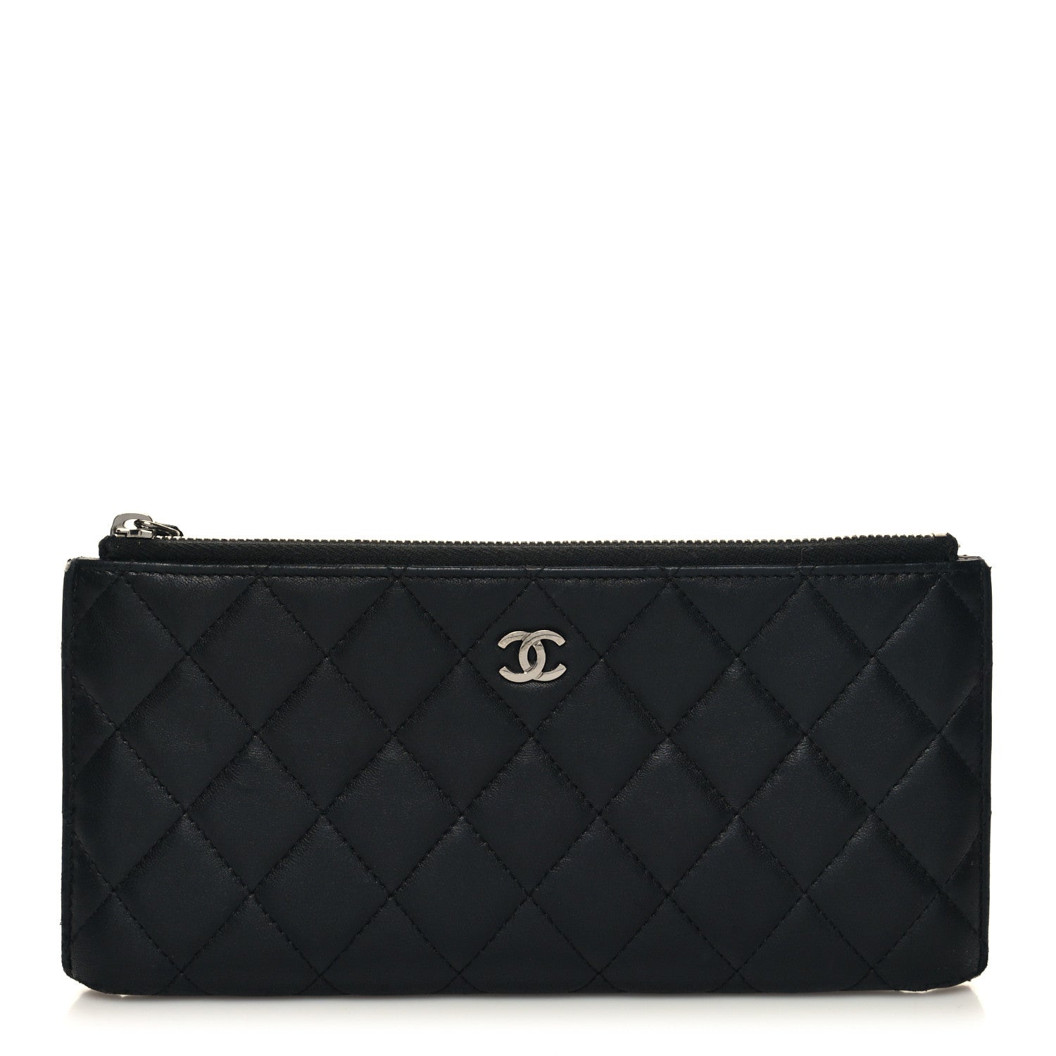 Chanel Lambskin Quilted Zip Pouch Black 1 of 12