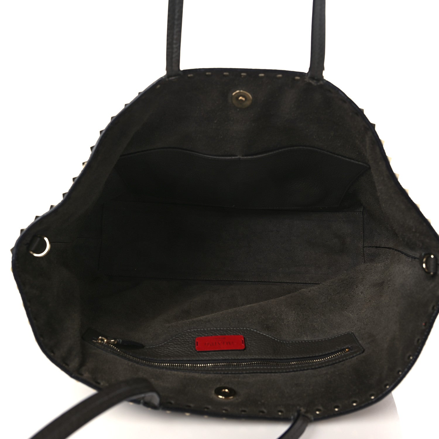 Valentino Garavani Grained Calfskin Rockstud Shoulder Tote Graphite 5 of 11