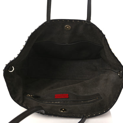 Valentino Garavani Grained Calfskin Rockstud Shoulder Tote Graphite 5 of 11