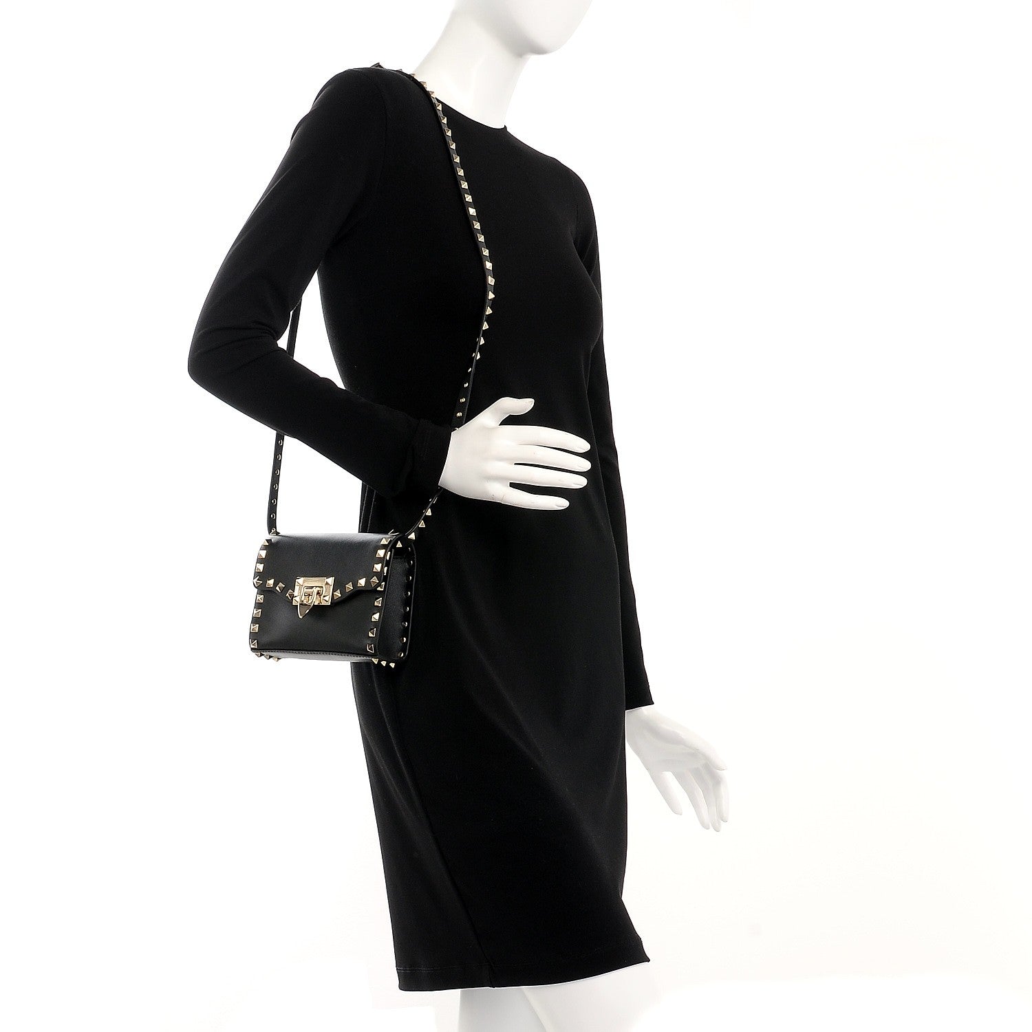 Valentino Garavani Vitello Mini Rockstud Flip Lock Crossbody Bag Black 2 of 6