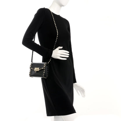 Valentino Garavani Vitello Mini Rockstud Flip Lock Crossbody Bag Black 2 of 6