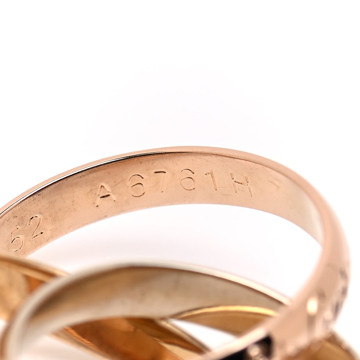 18K Pink Yellow White Gold Classic Les Must De Cartier Trinity Ring 52 6