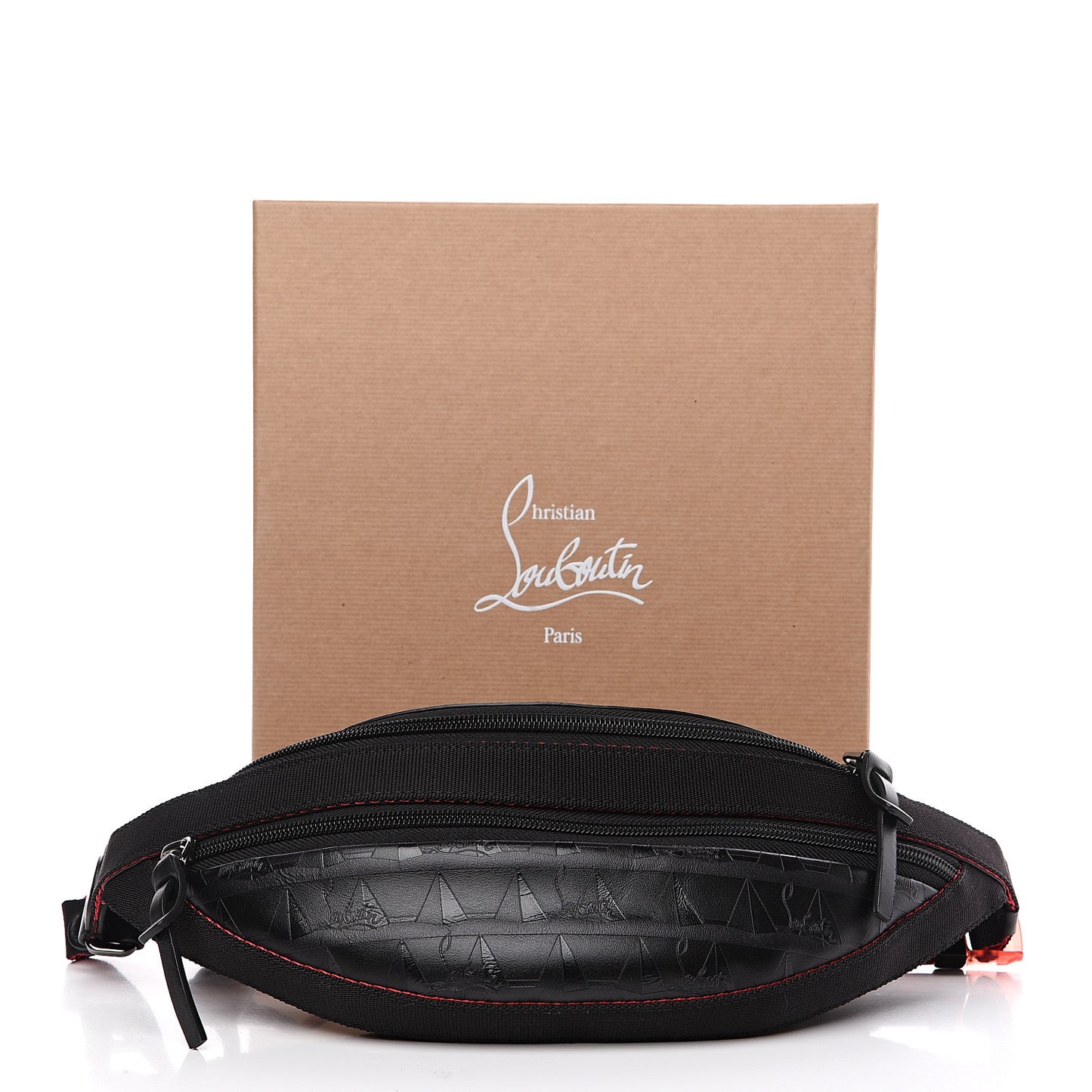 Calfskin Pyramid Embossed Parisnyc Belt Bag Black