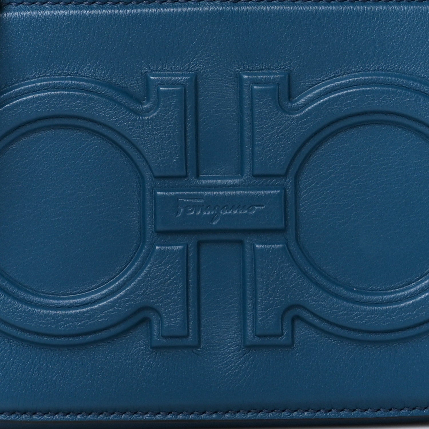 Salvatore Ferragamo Calfskin Double Gancio Crossbody Bag Denim 7 of 10