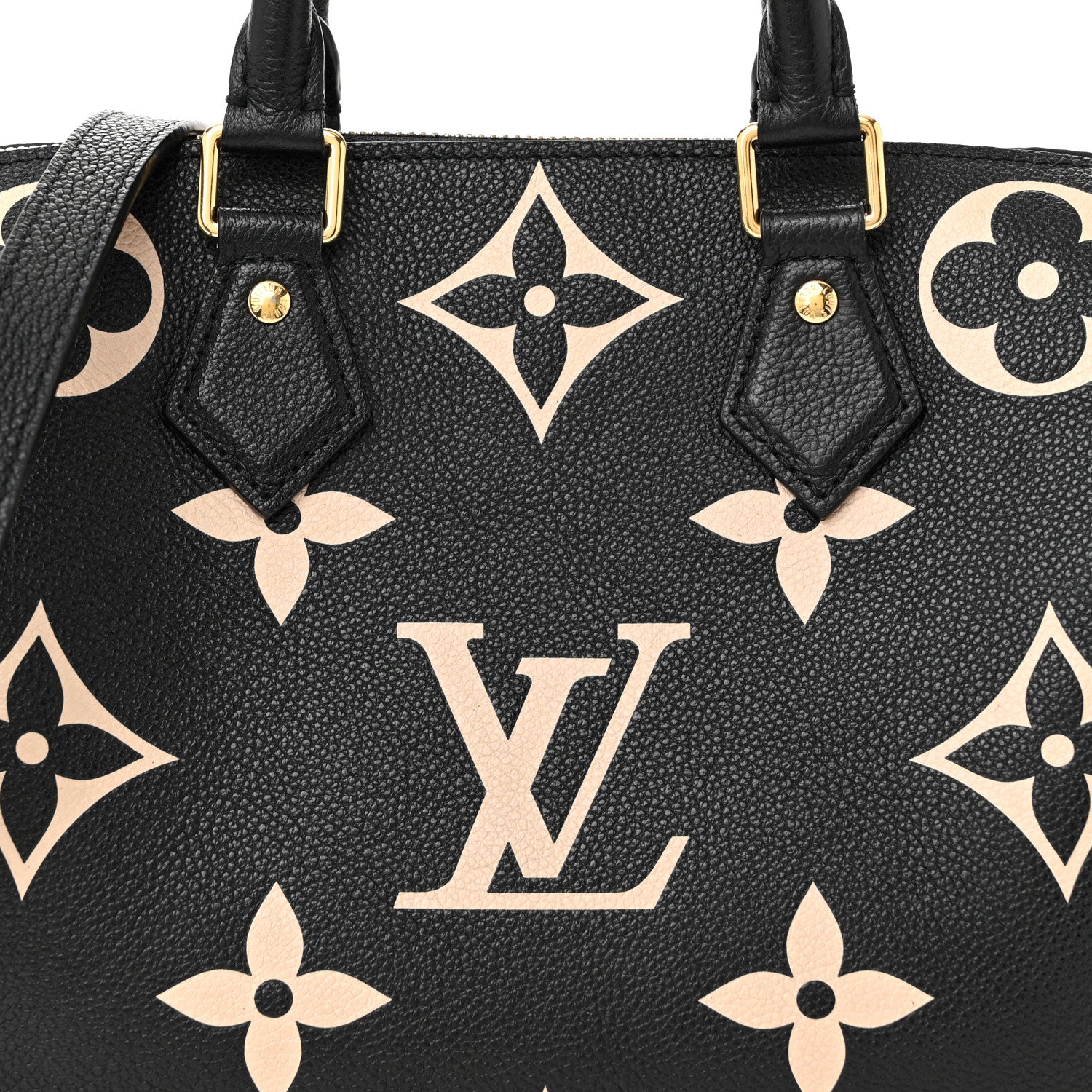 Louis Vuitton Empreinte Monogram Giant Speedy Bandouliere 25 Black Beige 7 of 10
