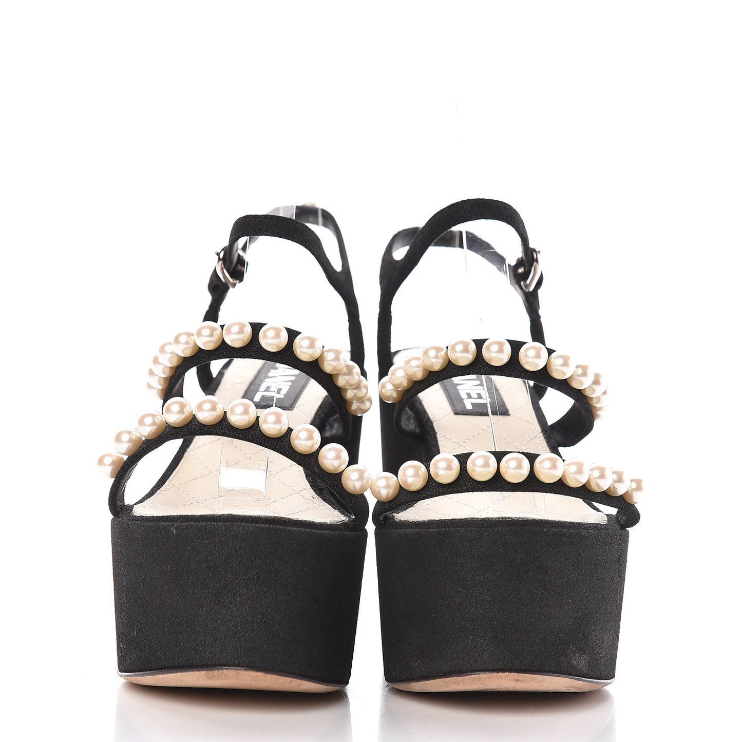 Suede Pearl Platform Sandal 36.5 Black