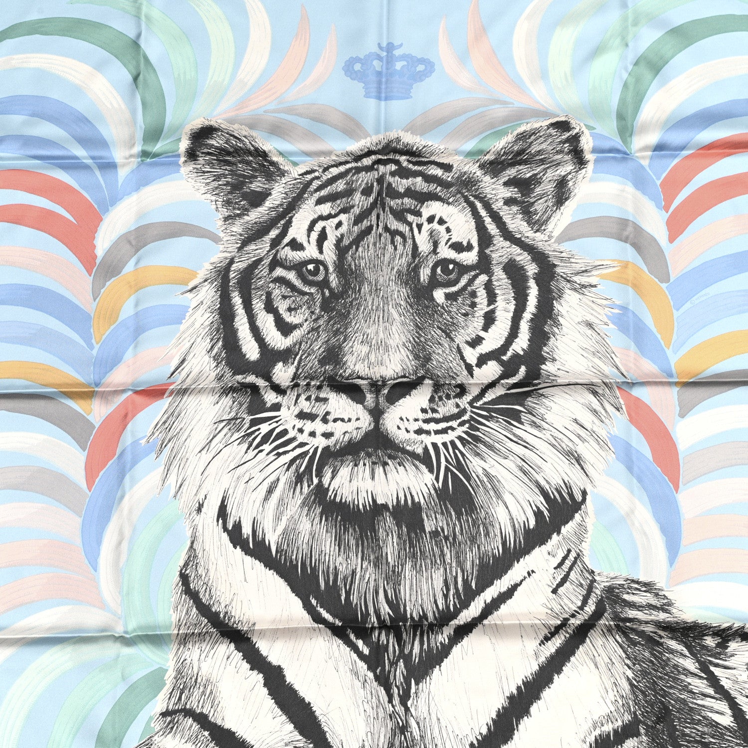 Hermes Silk Carre Double Face Tigre Royal Scarf 90 Ciel Anthracite Multi 4 of 5
