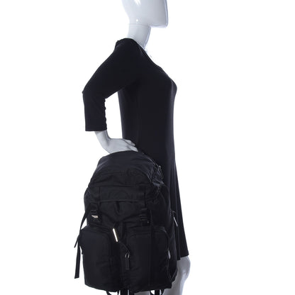 Prada Technical Nylon Saffiano Double Buckle Backpack Black 2 of 10