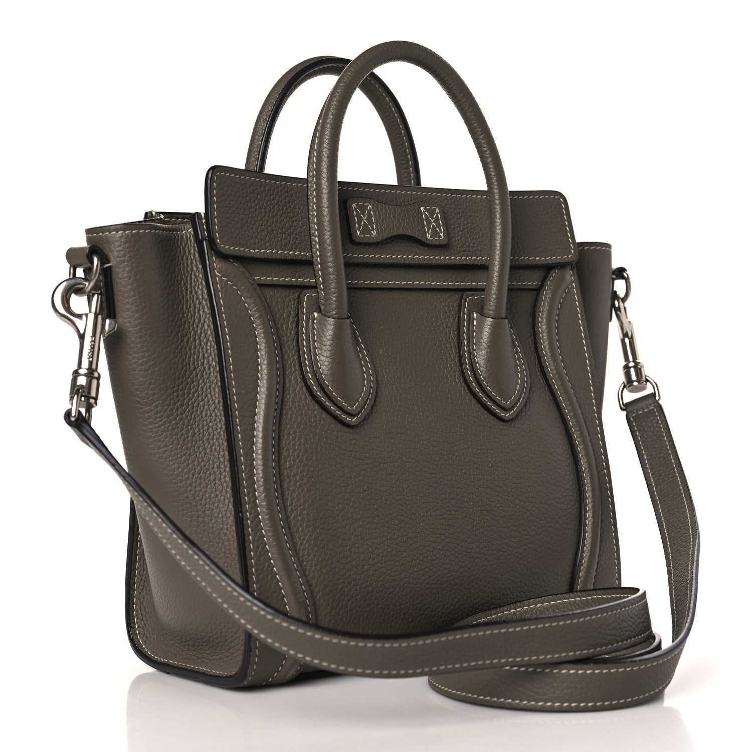 Celine Drummed Calfskin Nano Luggage Souris 3 of 9