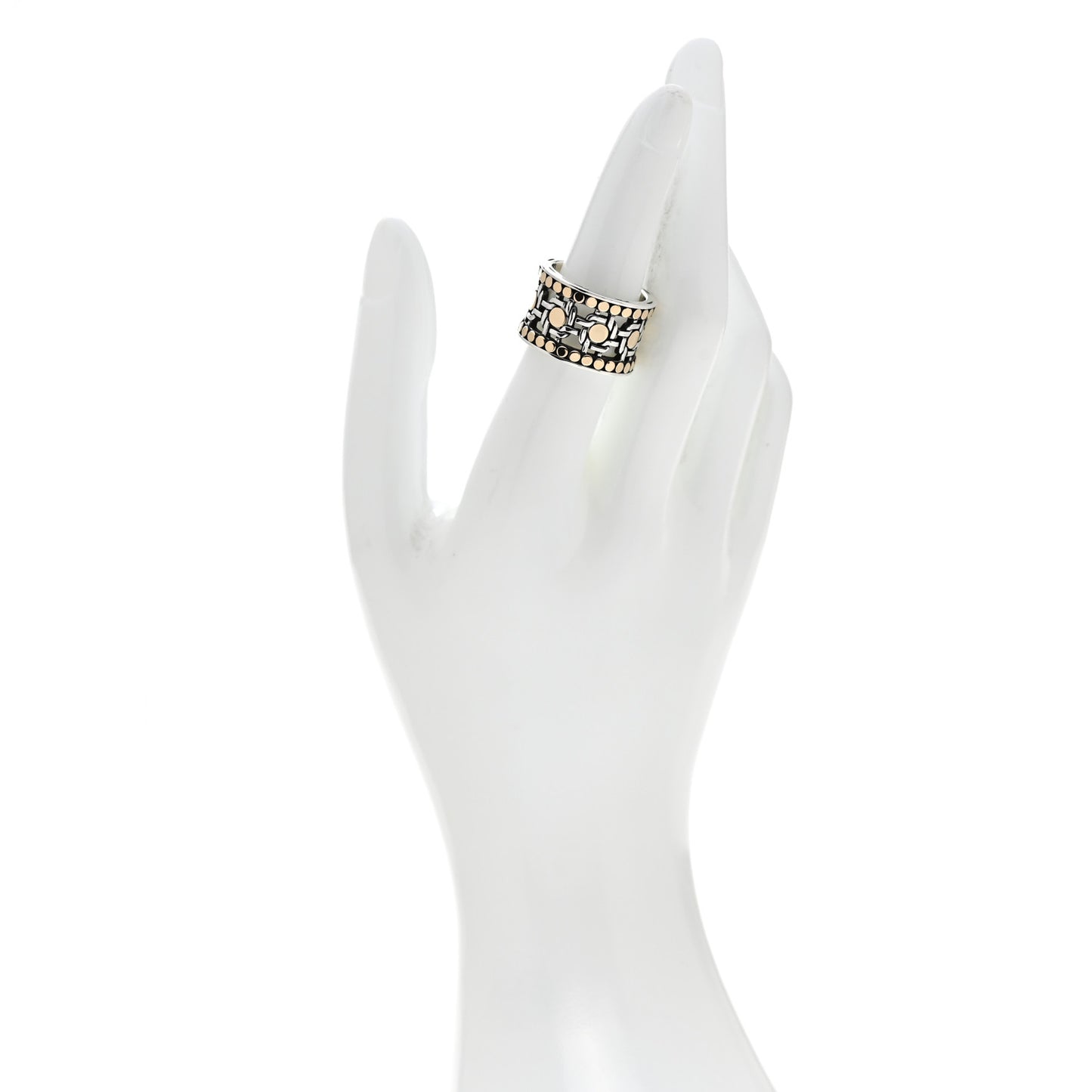 Sterling Silver 18K Yellow Gold Silang Dot Band Ring 54 7