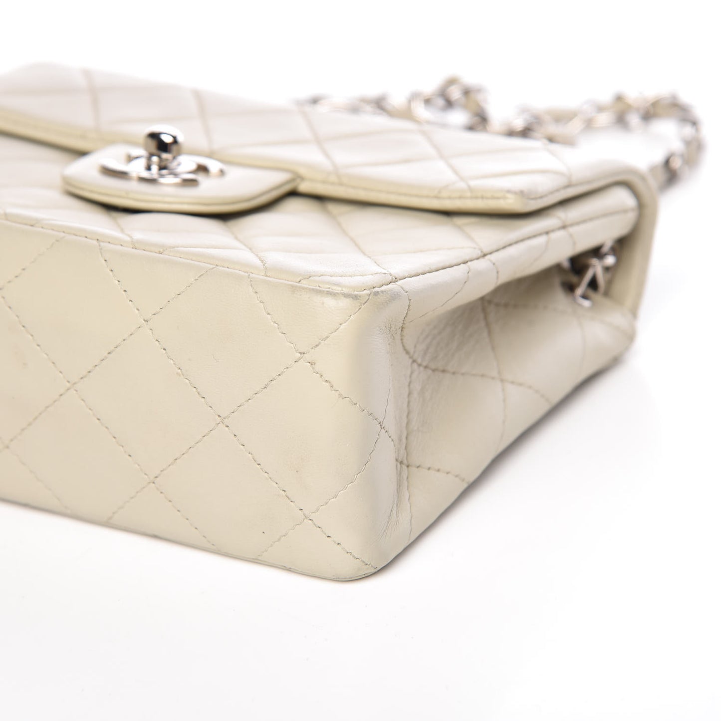 Lambskin Quilted Mini Square Flap Grey