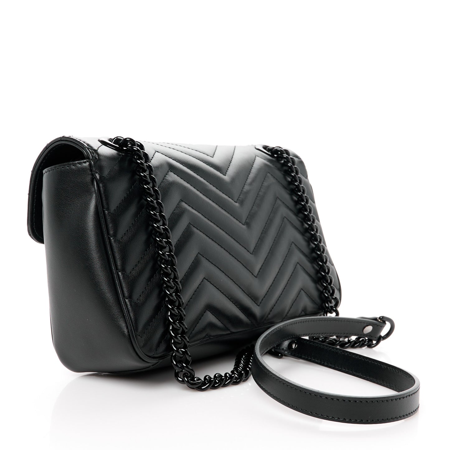 Calfskin Matelasse Monochrome Small GG Marmont Shoulder Bag Black