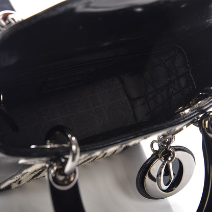 Christian Dior Vintage Patent Pony Hair Zebra Print Mini Lady Dior Black 5 of 9