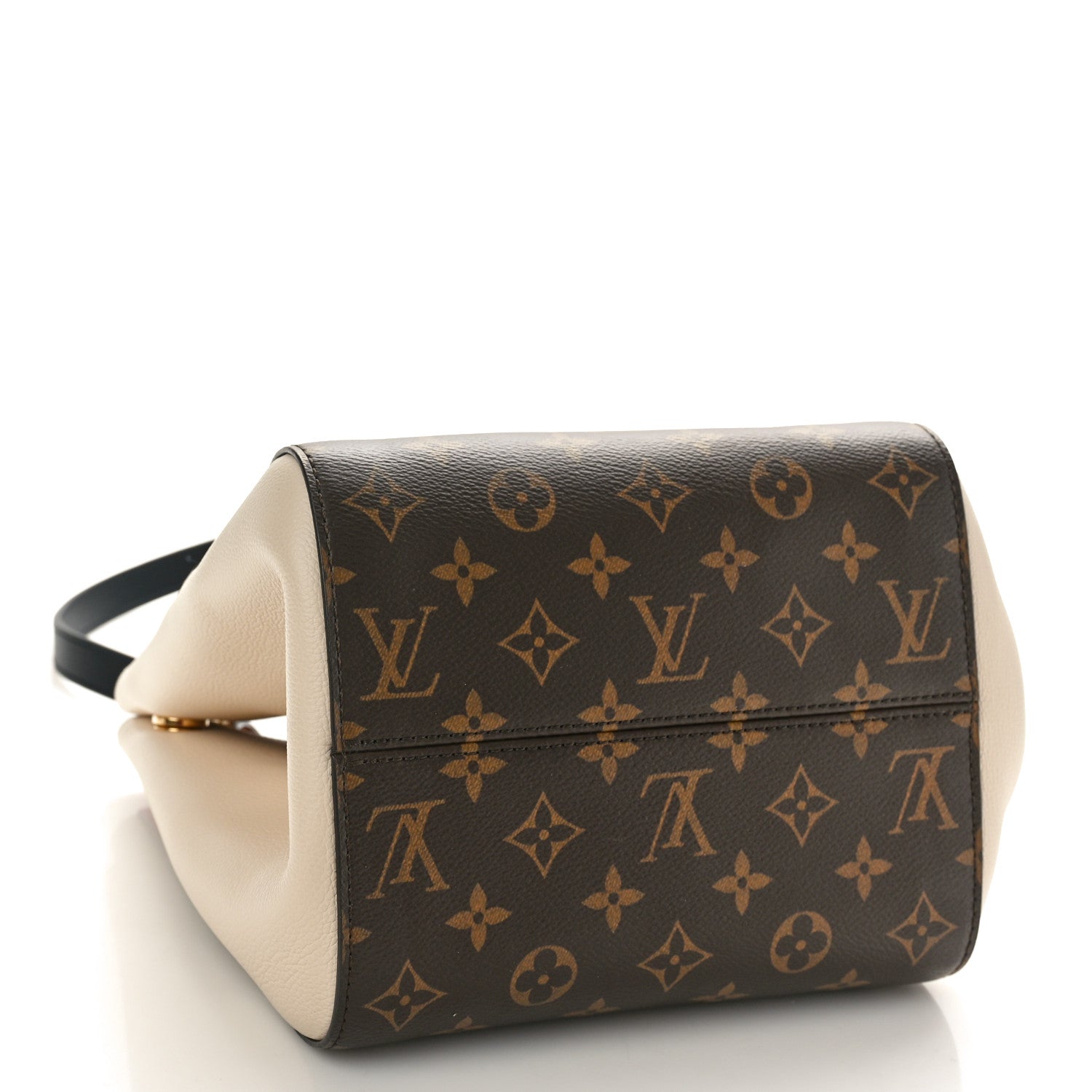 VUITTONバック Louis Vuitton Calfskin Monogram Fold Tote PM Cerise Cream Black