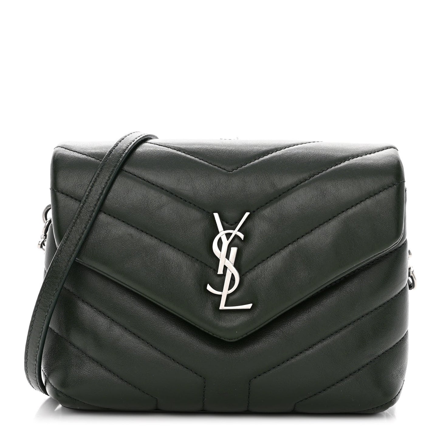 Calfskin Y Quilted Monogram Toy Loulou Crossbody Bag Deep Green