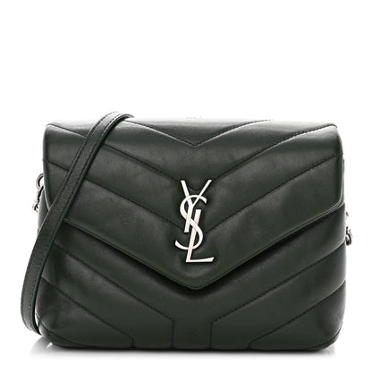 Saint Laurent Calfskin Y Quilted Monogram Toy Loulou Crossbody Bag Deep Green 1 of 13