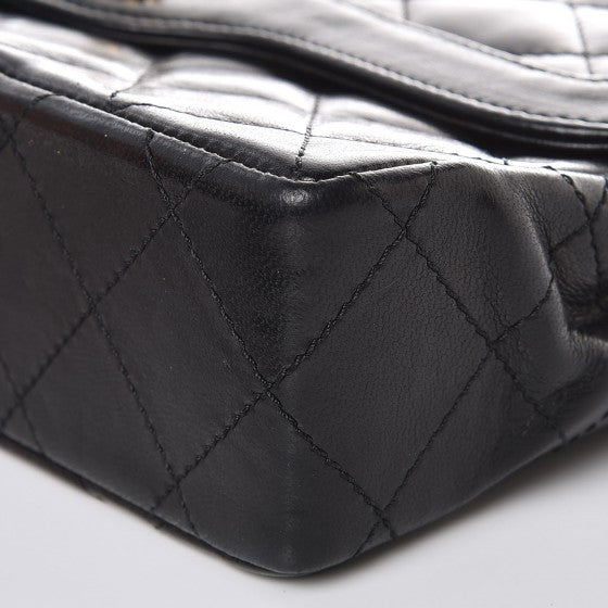 Lambskin Quilted Small Double Flap Black