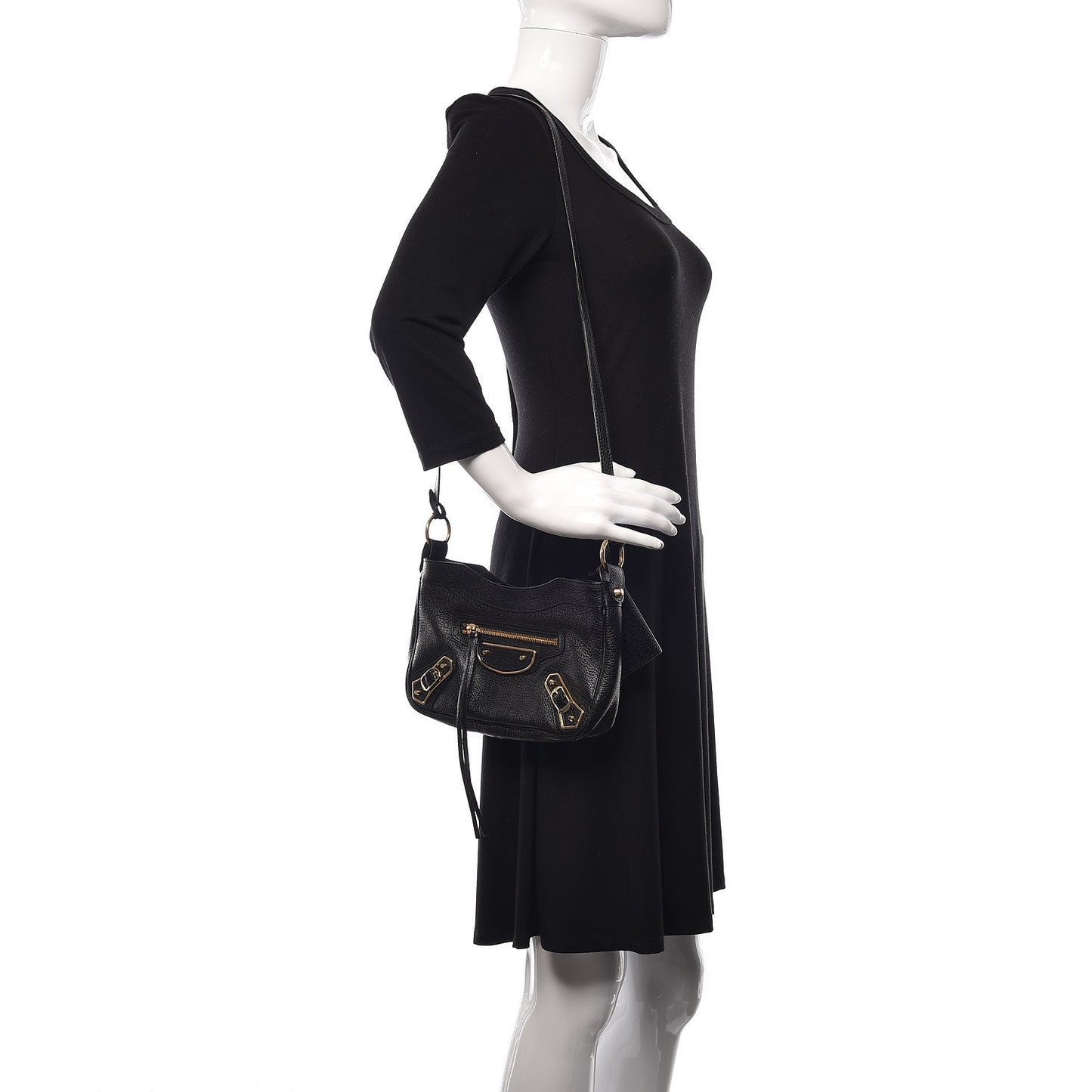 Chevre Gold Metallic Edge Hardware Hip Black