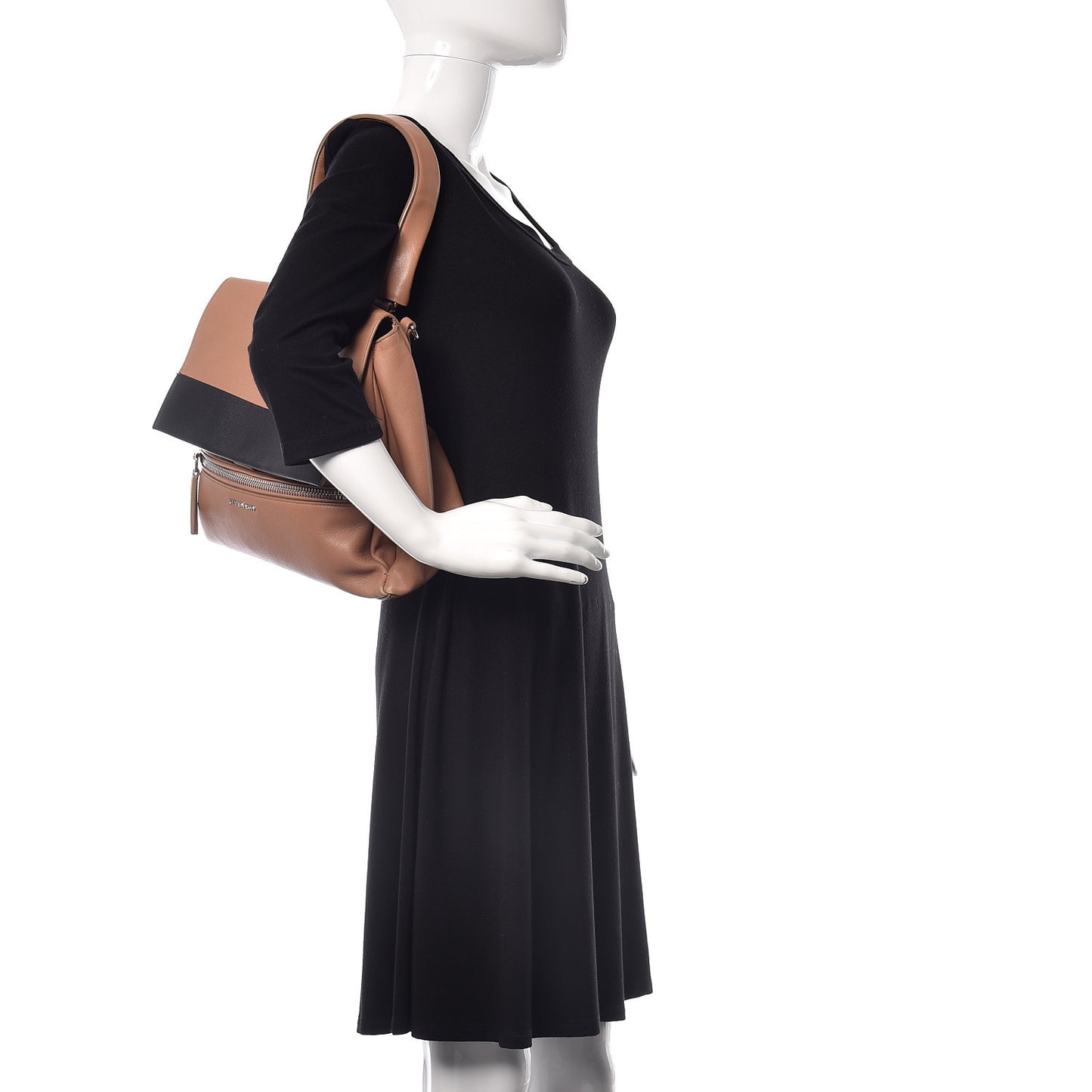 Calfskin Medium Bi-Color Pandora Pure Flap Bag Pink Black