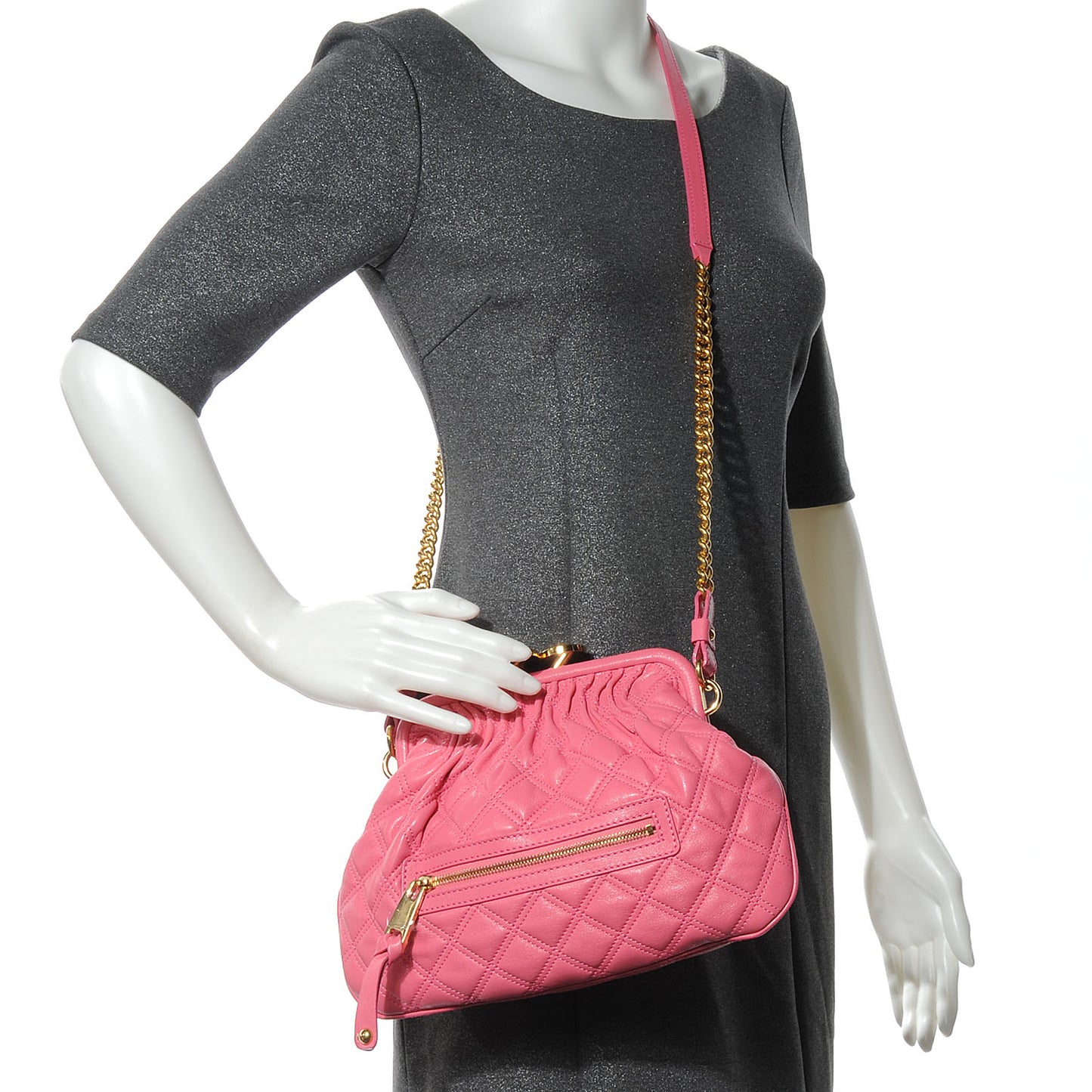 Leather Quilted Little Stam Bubble Pink