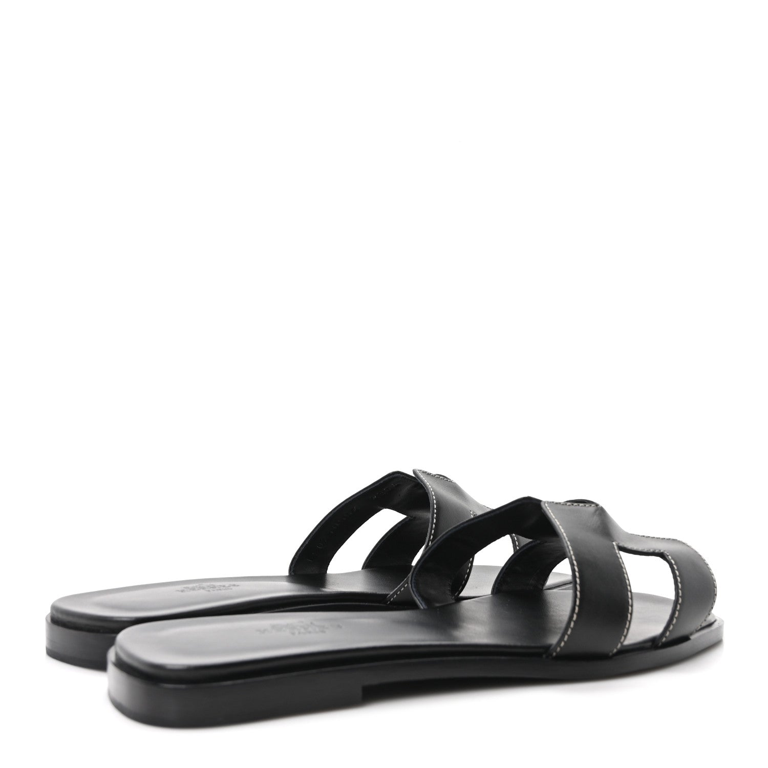 Hermes Box Calfskin Oran Sandals 39.5 Black 5 of 9