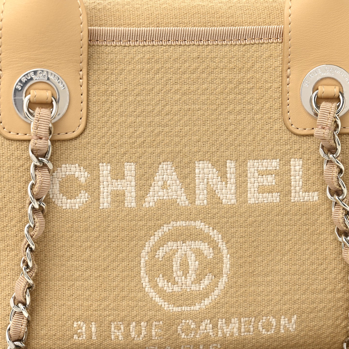 Canvas Deauville Small Bowling Bag Beige