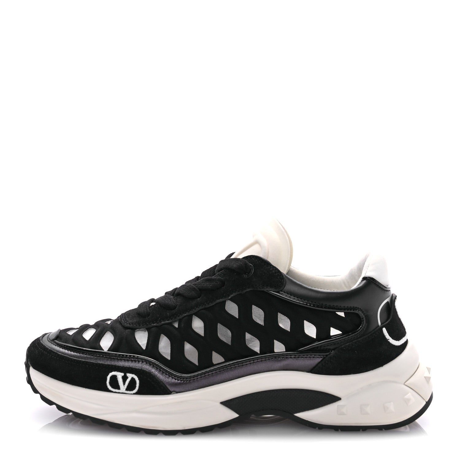 Valentino Garavani Suede Neoprene Mesh Womens Ready Go Runner Sneakers 35.5 Black 1 of 9