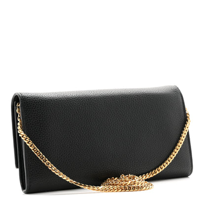 Alexander McQueen Pebbled Calfskin Skull Wallet on Chain Black 3 of 10