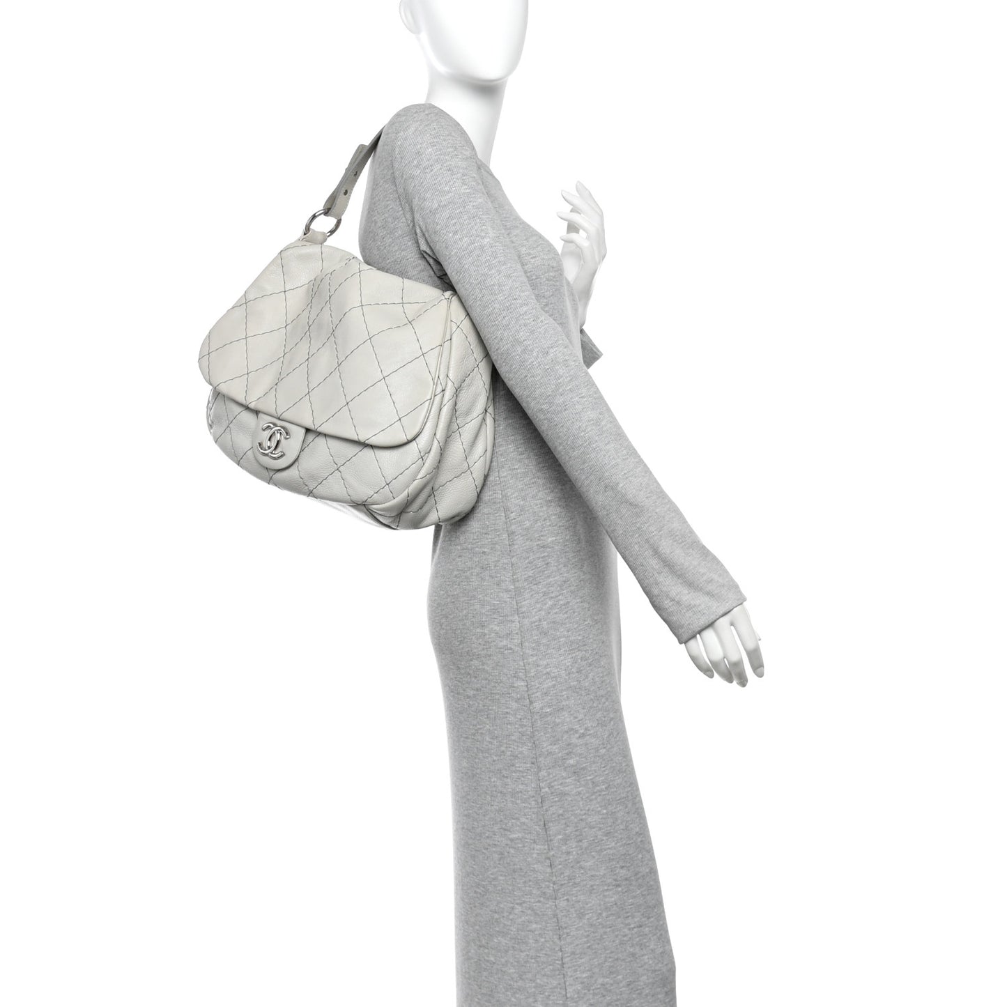 Glazed Calfskin XL On The Road Flap Light Grey