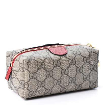 Gucci Soft GG Supreme Monogram Calfskin Small Ophidia Cosmetic Case Beige Ebony Hibiscus Red 2 of 8