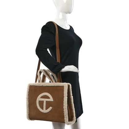 Telfar X UGG Suede Shearling Medium Shopping Bag Chestnut 3 of 8
