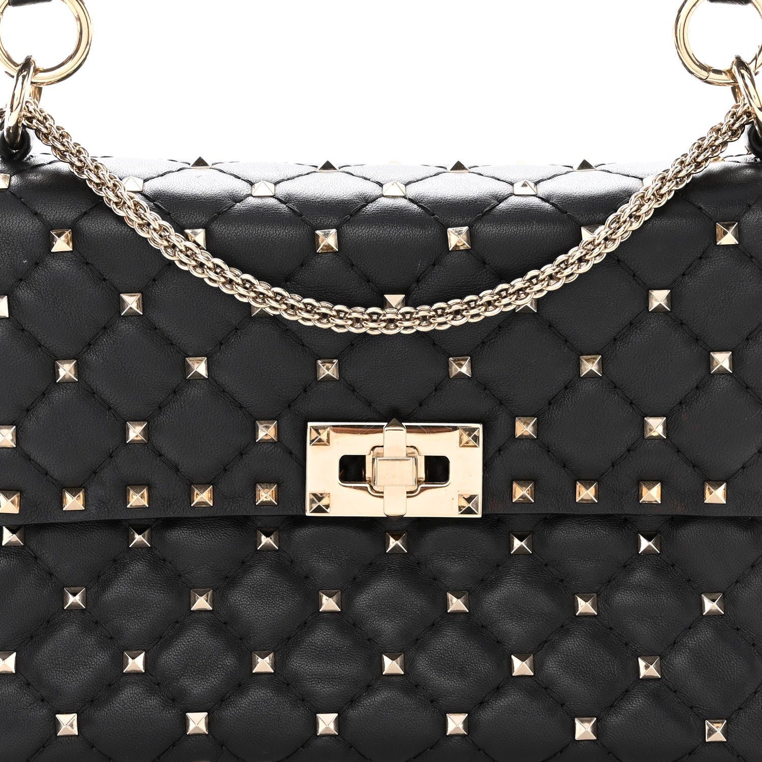 Valentino Garavani Lambskin Medium Rockstud Spike Shoulder Bag Black 7 of 11